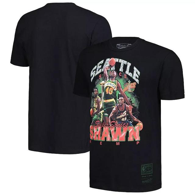 Mens Mitchell & Ness Shawn Kemp Black Seattle SuperSonics Hardwood Classics Bling Concert Player T-shirt Product Image