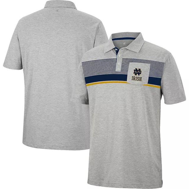 Mens Colosseum Heathered Gray Notre Dame Fighting Irish Golfer Pocket Polo Product Image