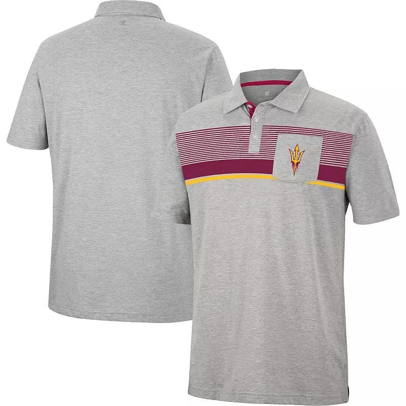 Mens Colosseum Heathered Gray Arizona State Sun Devils Golfer Pocket Polo Product Image