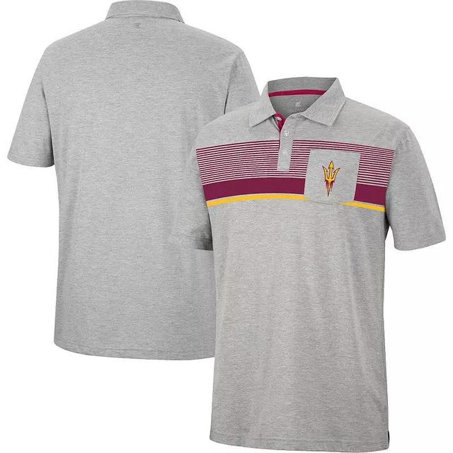 Mens Colosseum Heathered Gray Arizona State Sun Devils Golfer Pocket Polo Product Image