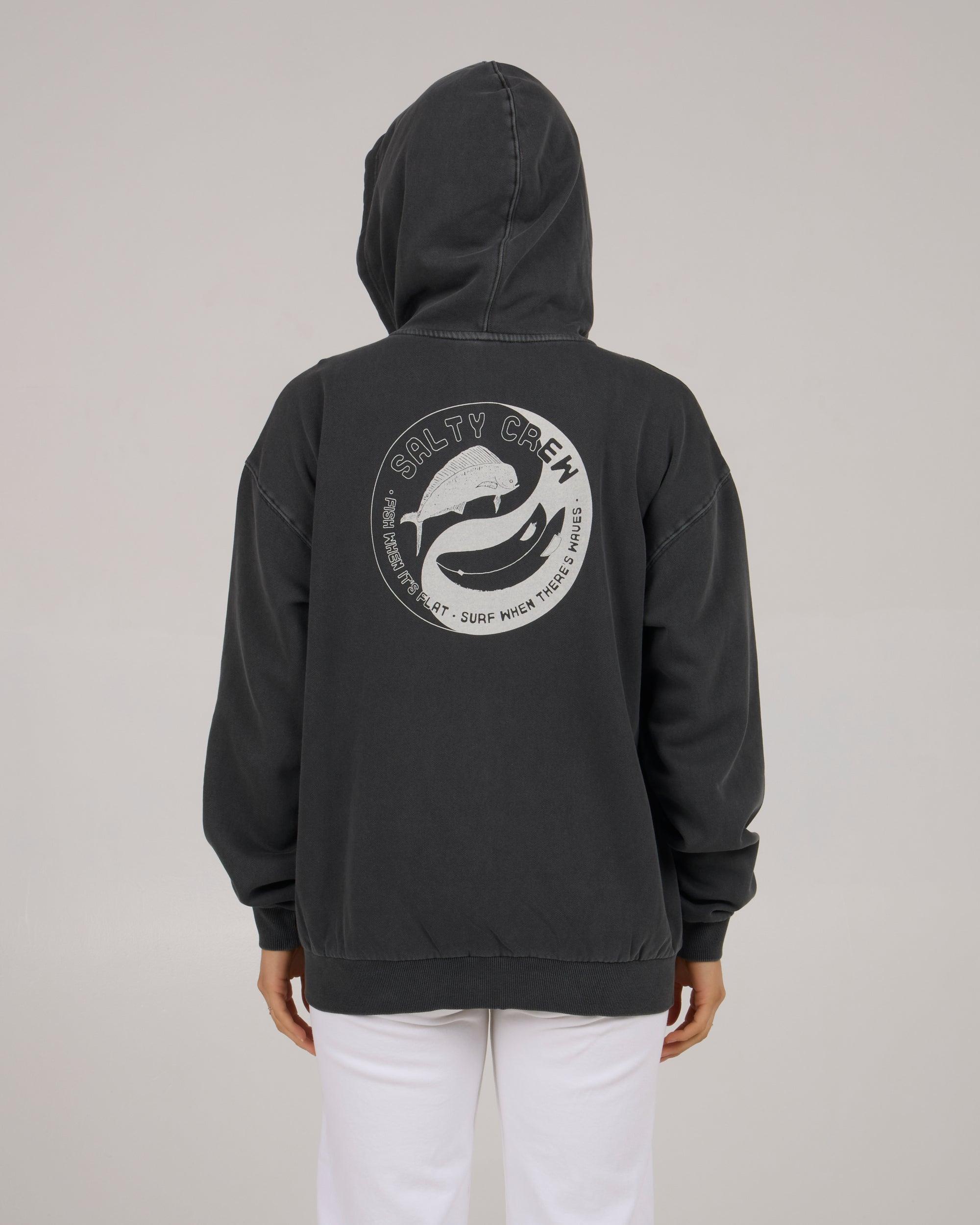 Fishin Yang Zip Hoody - Faded Black Female Product Image