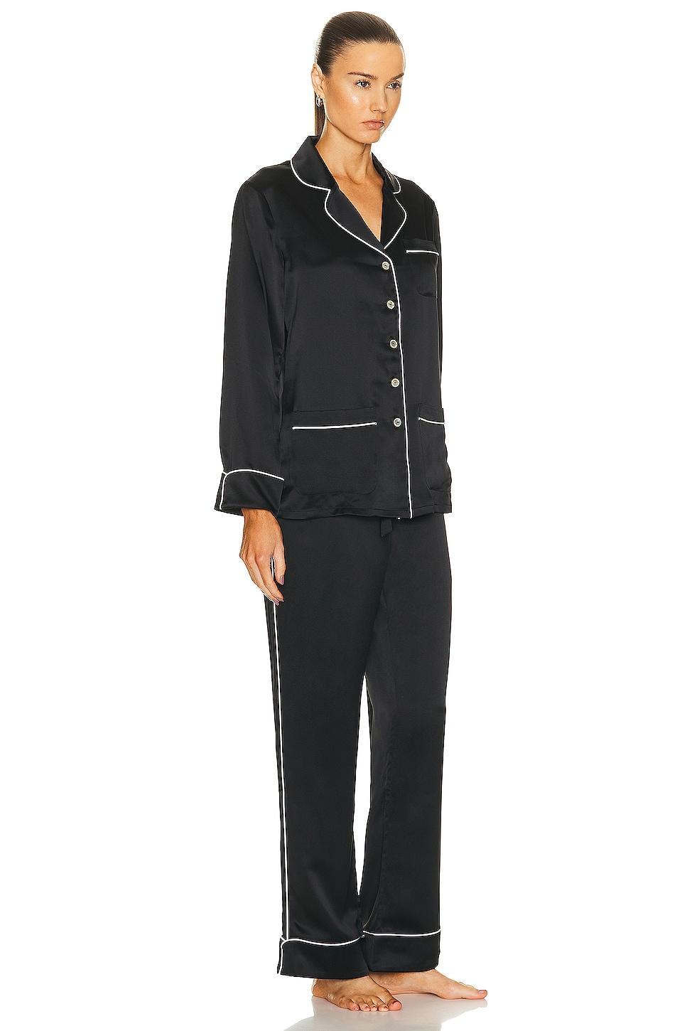 Olivia von Halle Coco Pajama Set Black. (also in L). Product Image