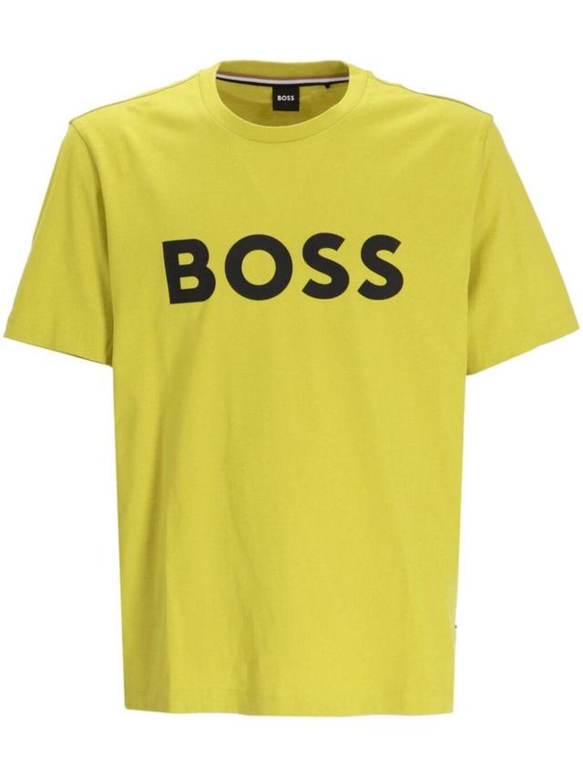 Logo-print Cotton T-shirt In Yellow Product Image