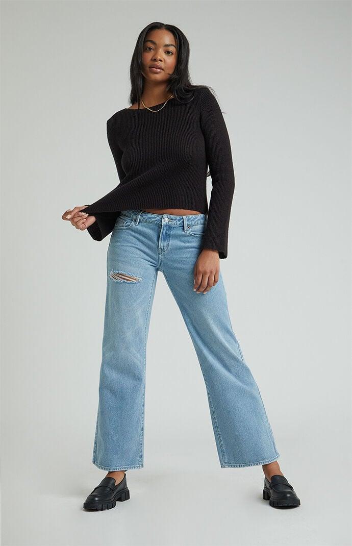 Womens Ripped Low Rise Girlfriend Jeans - product image