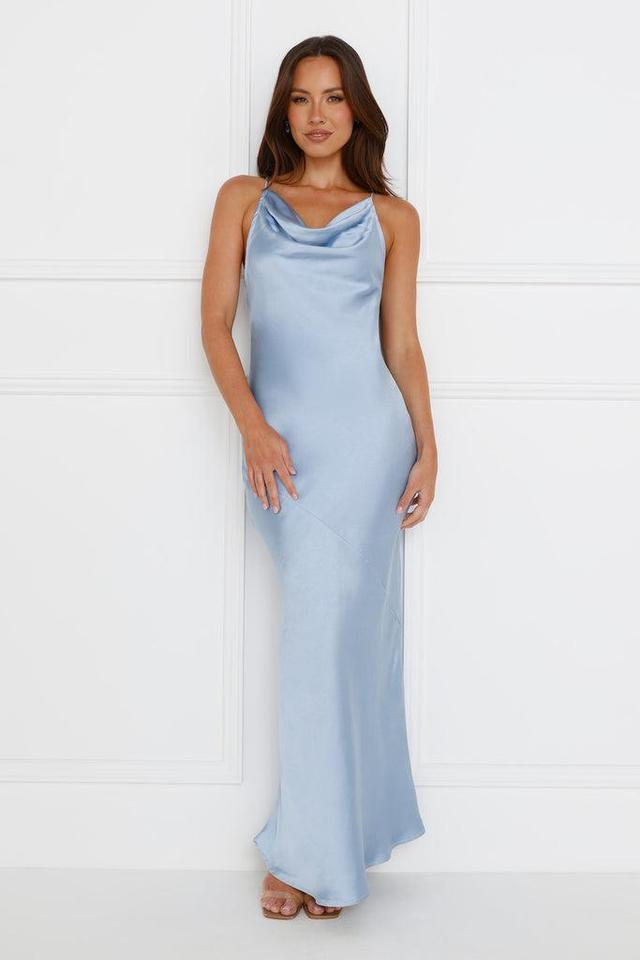 Soft Beauty Satin Maxi Dress Blue Product Image