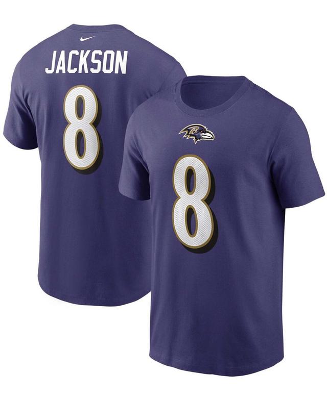 Mens Lamar Jackson Purple Baltimore Ravens Name and Number T-shirt Product Image