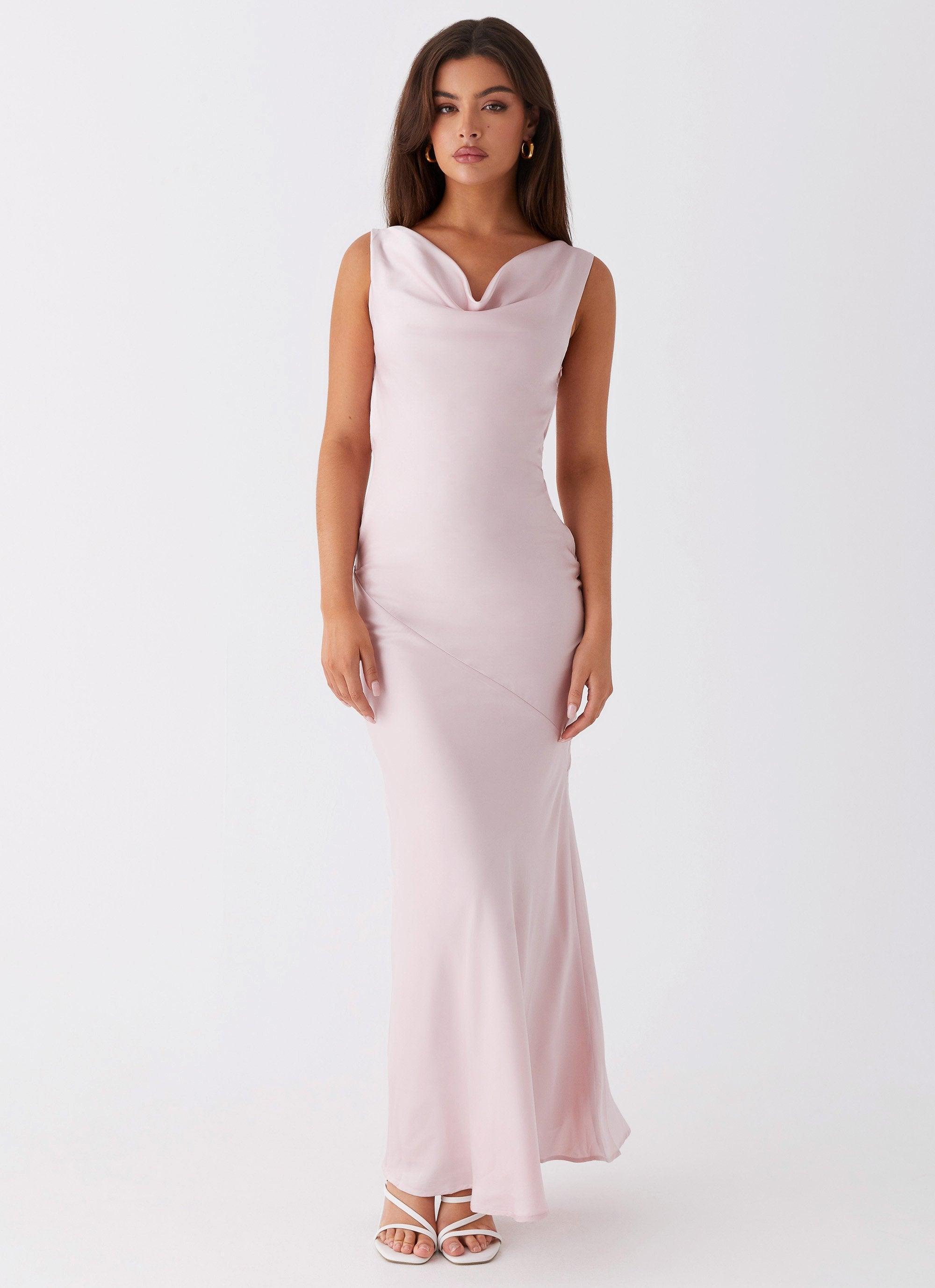 Be Mine Satin Maxi Dress - Mauve Pink Product Image