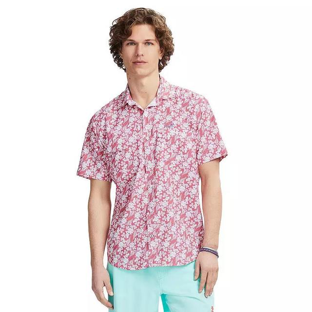 Mens IZOD Sunshield Performance Short Sleeve Button Down Shirt Rapture Pink Product Image