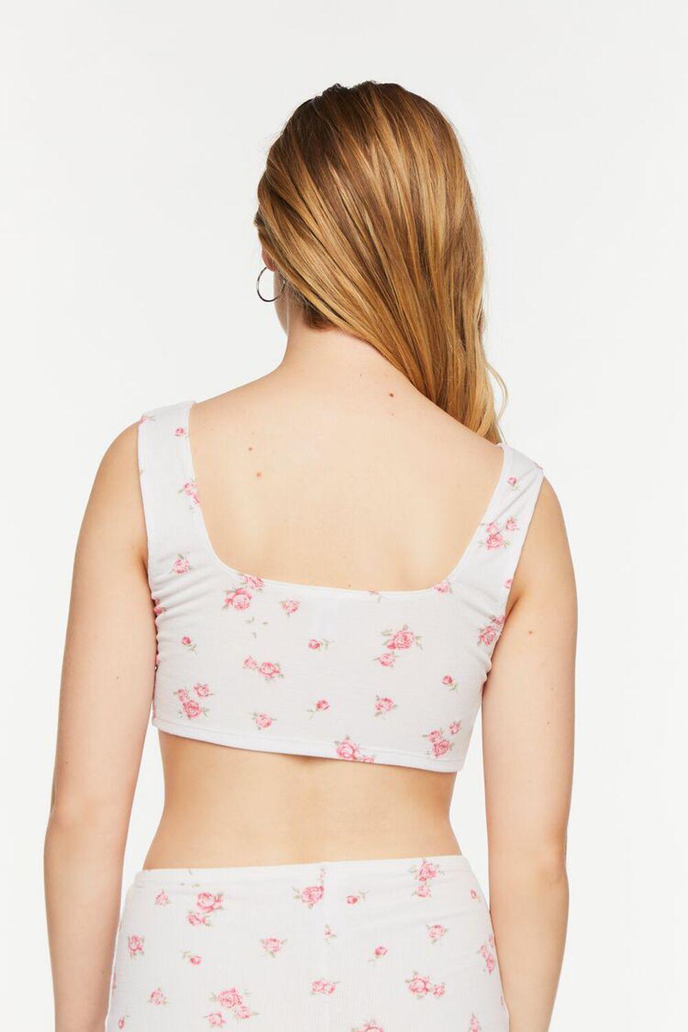 Rose Print Ruched Lounge Crop Top | Forever 21 Product Image