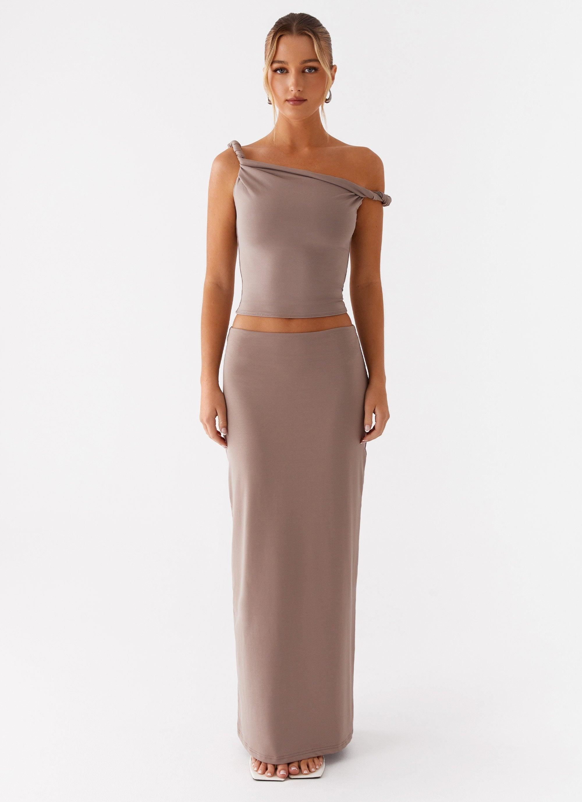 Solace Soul Maxi Skirt - Taupe Product Image