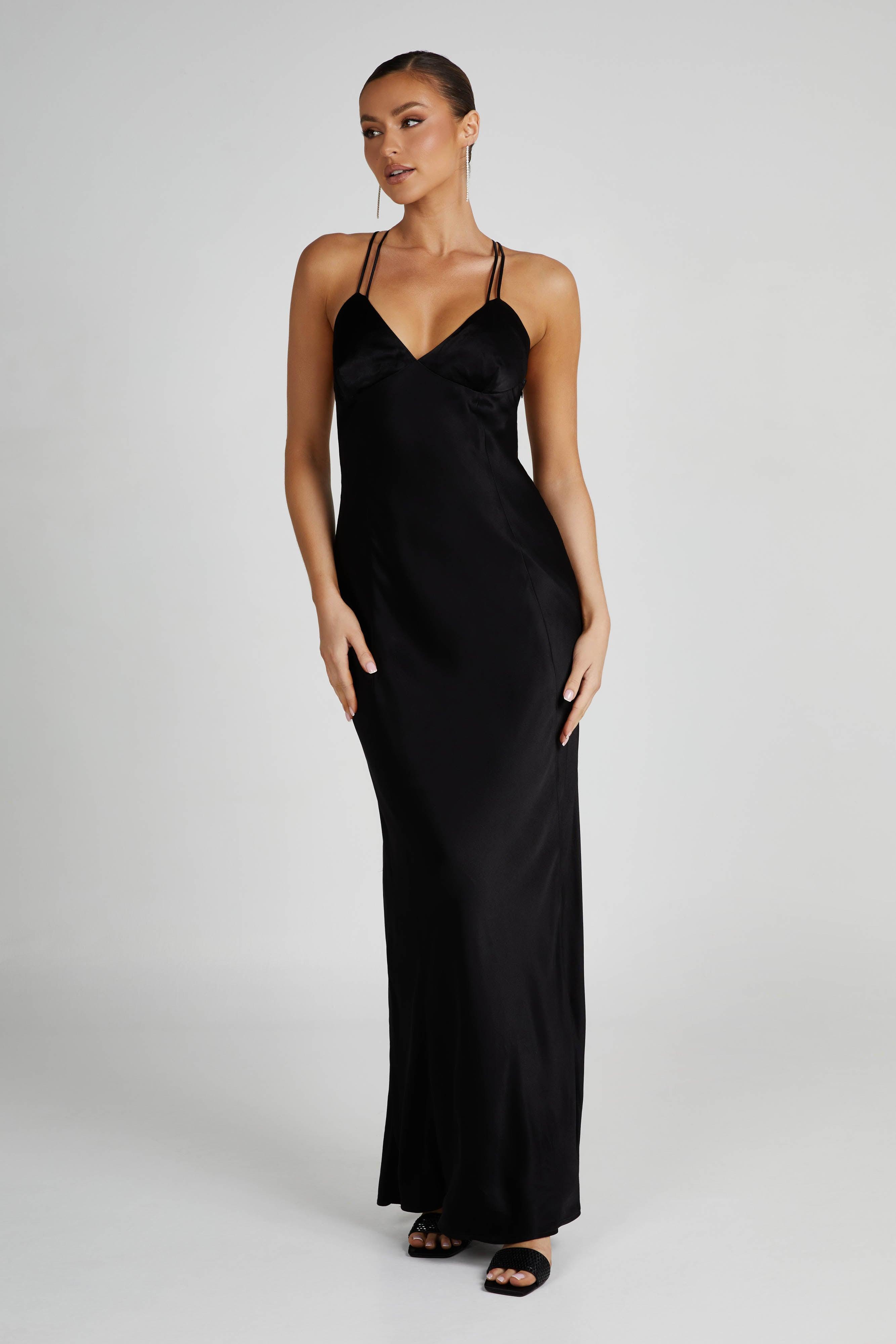 Makari Satin Maxi Dress - Black Product Image