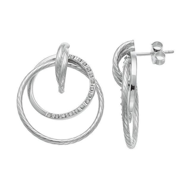 Diamond Mystique Platinum Over Silver Hoop Drop Earrings, Womens, Grey Product Image