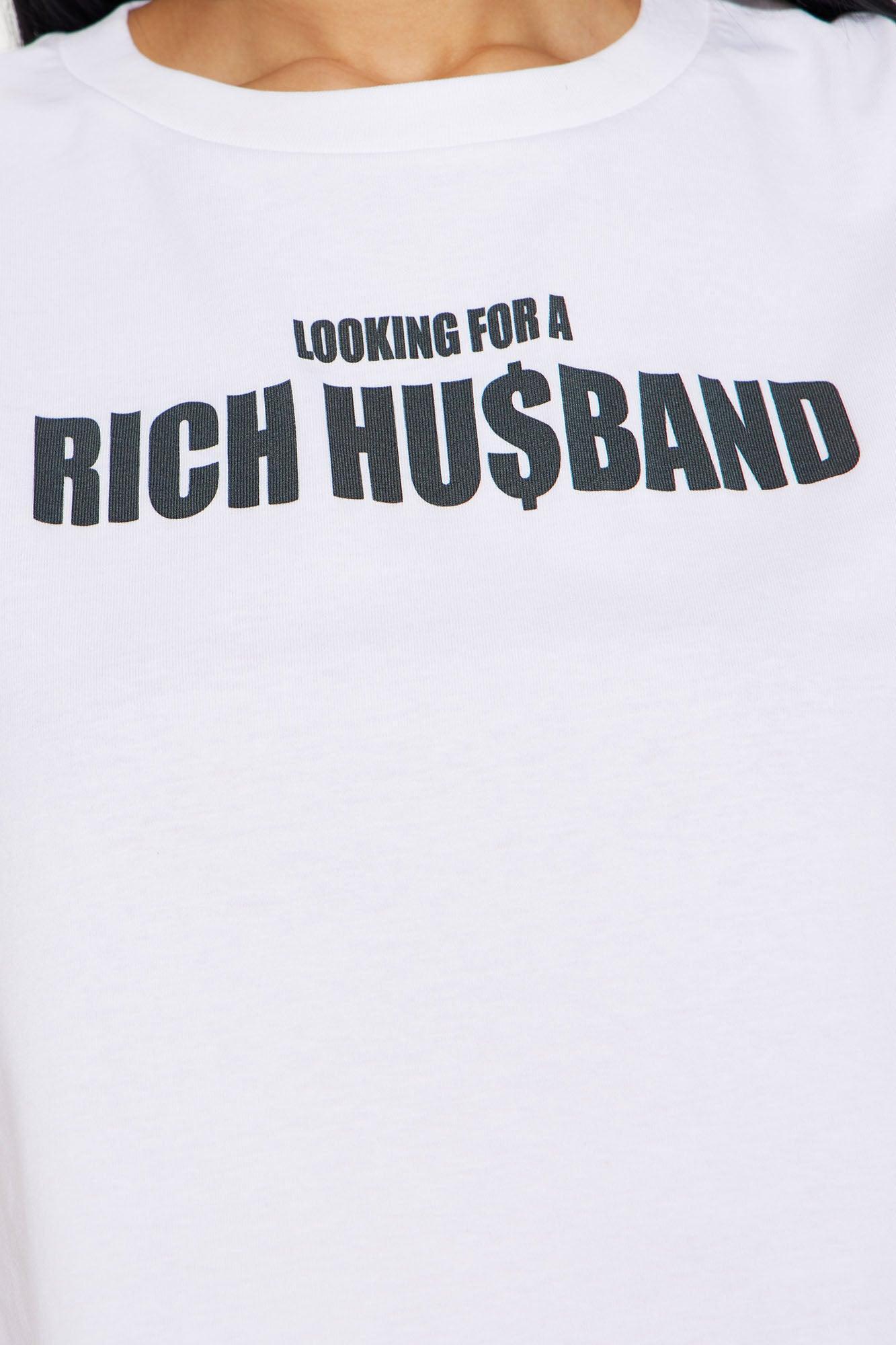 Looking For a Rich Husband Crop Top - White Product Image