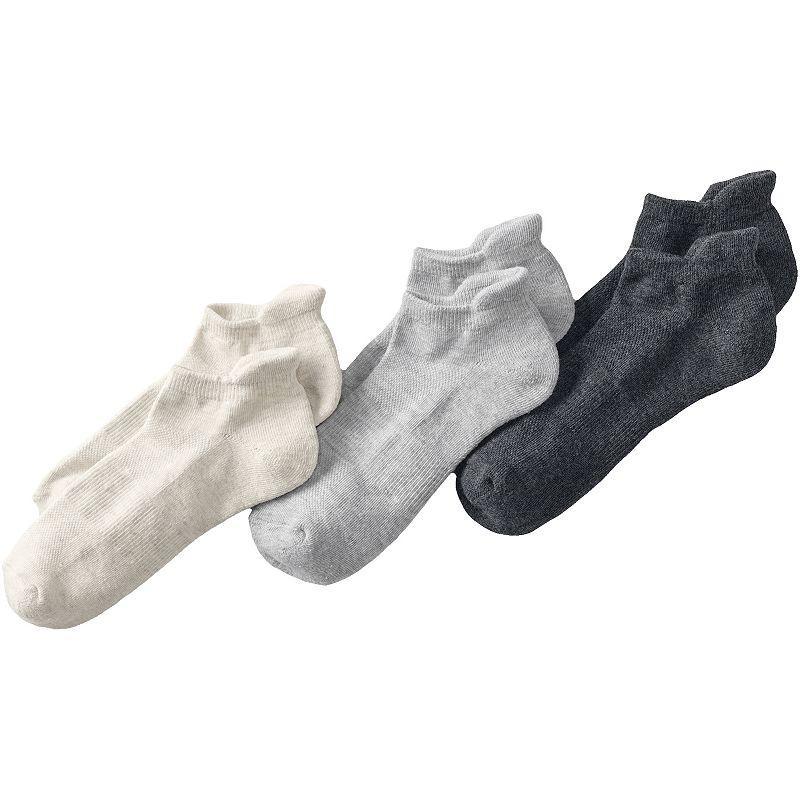 Mens Lands End Performance Ankle Socks 3-Pack Gray Grey Product Image