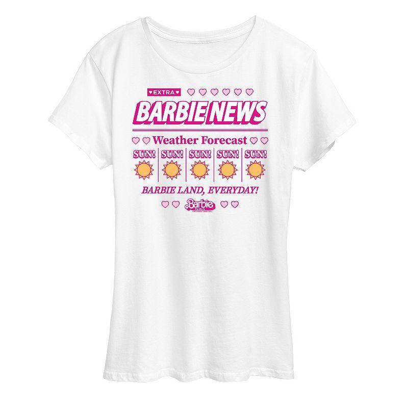 Missy Plus Barbie The Movie News Weather Forecast Short Sleeve Graphic Tee, Womens Product Image