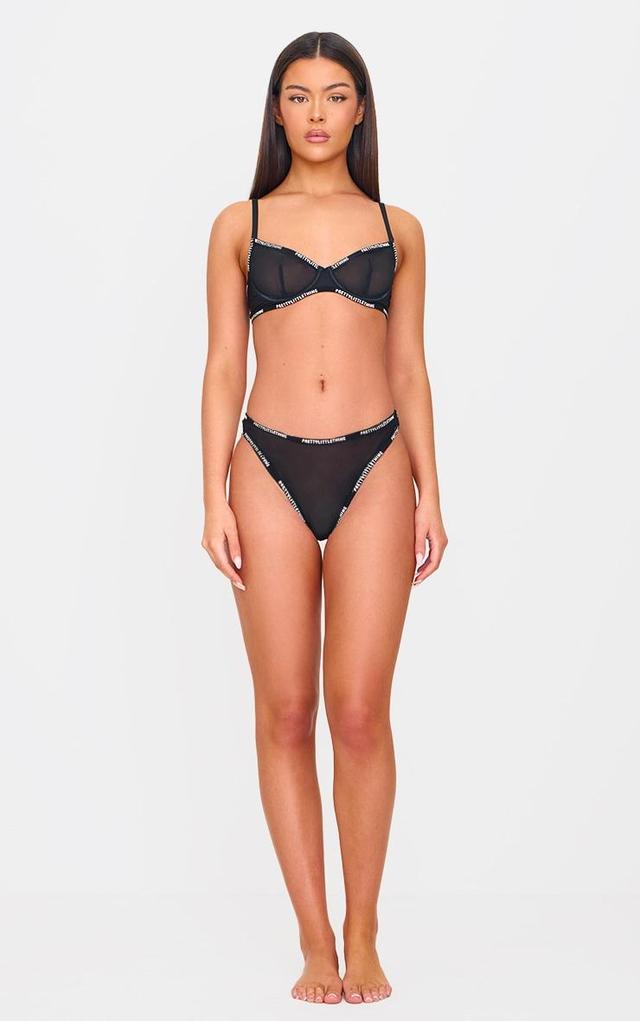 PRETTYLITTLETHING Black Mesh Panties Product Image