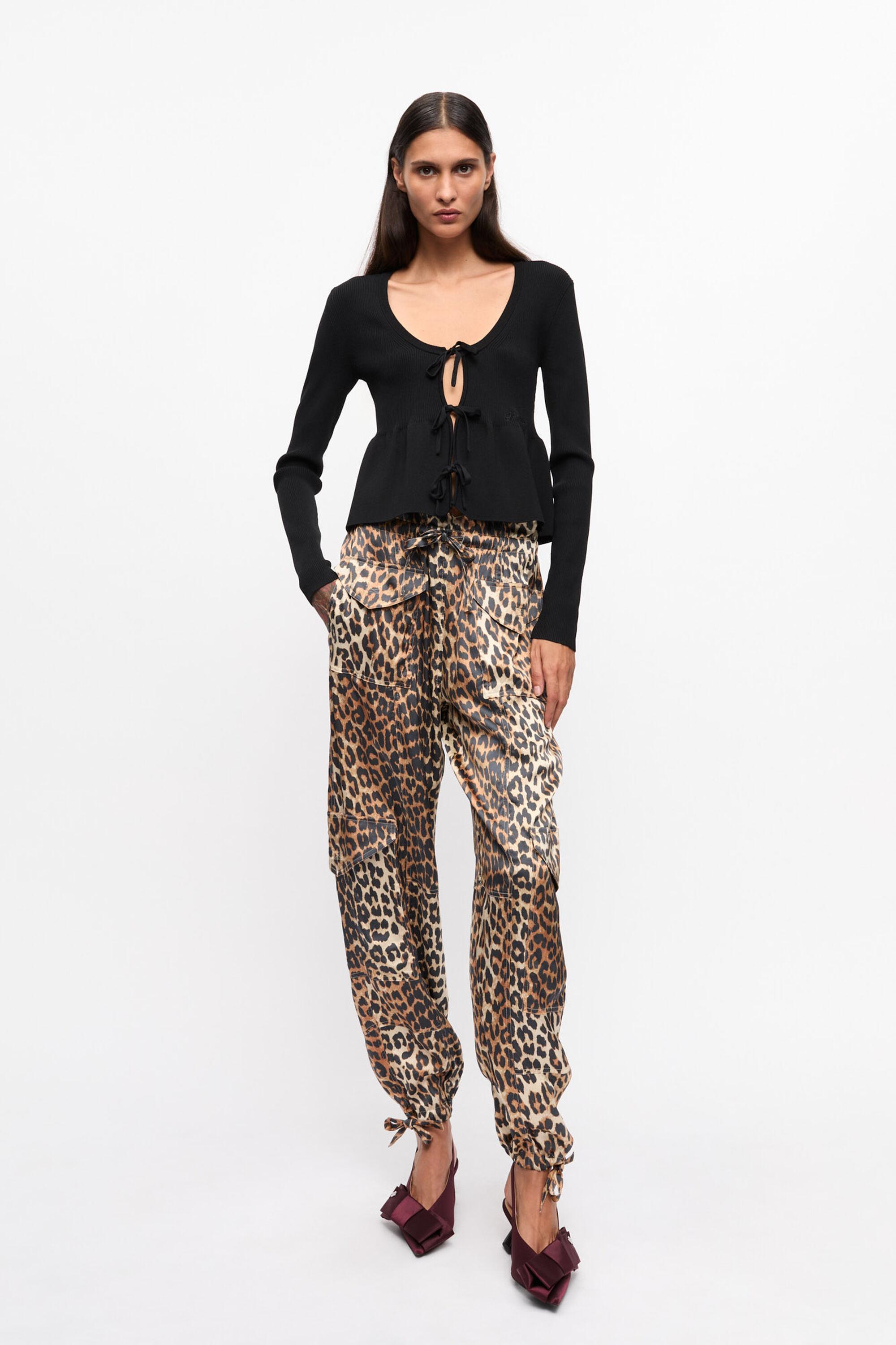 Leopard Printed Satin Pants Product Image