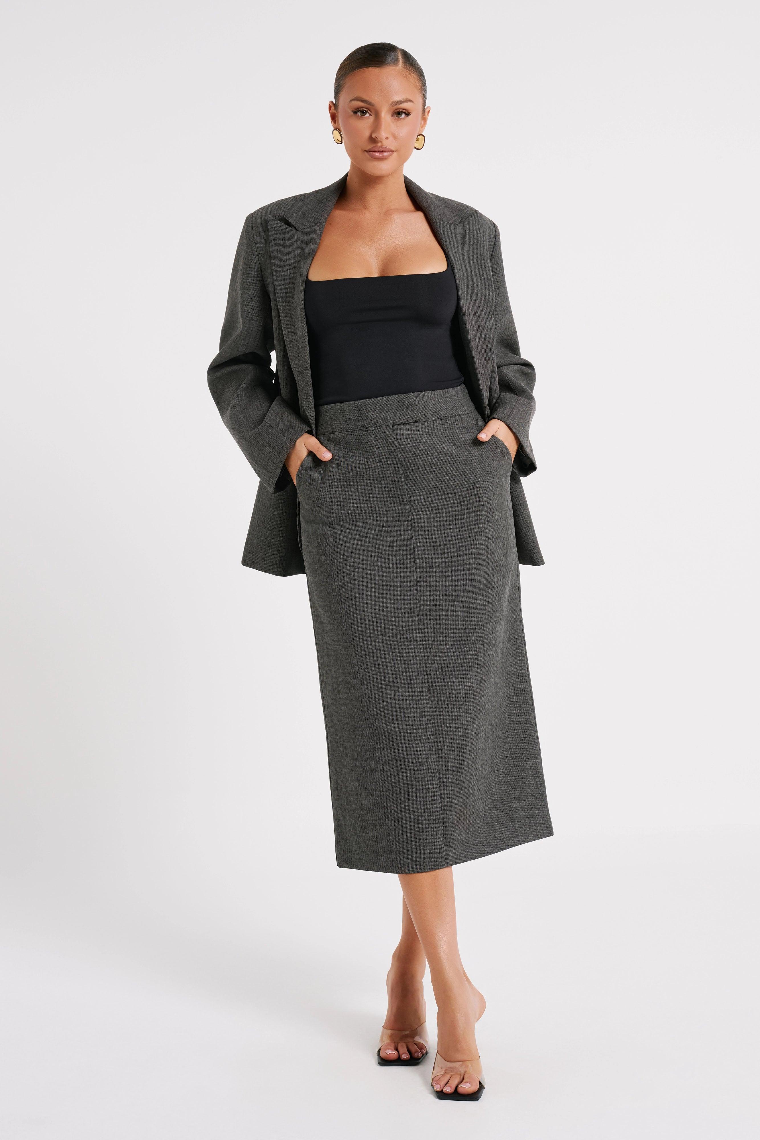 Drew Oversized Textured Blazer - Charcoal Product Image