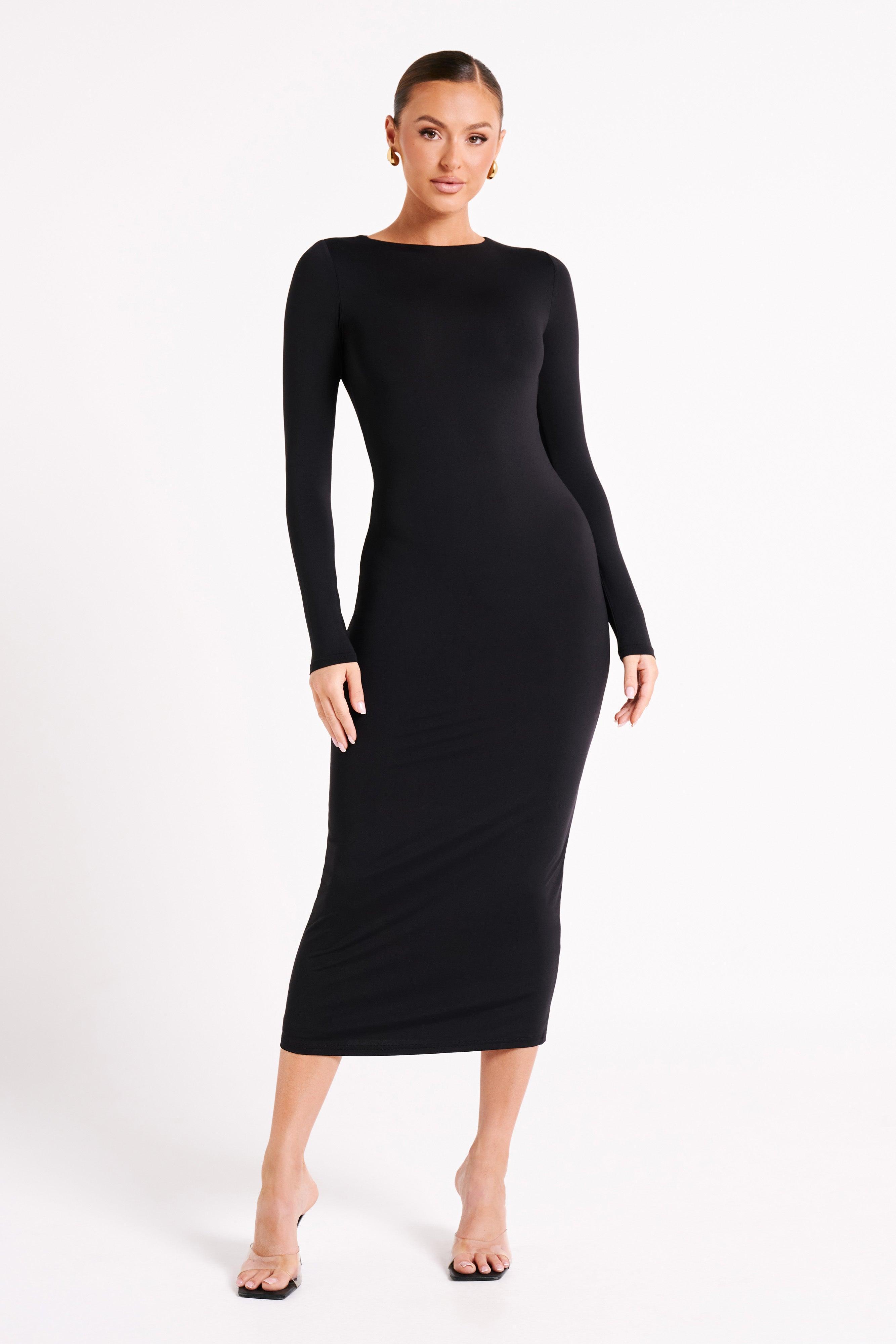 Cataleya Recycled Nylon Midi Dress - Black Product Image