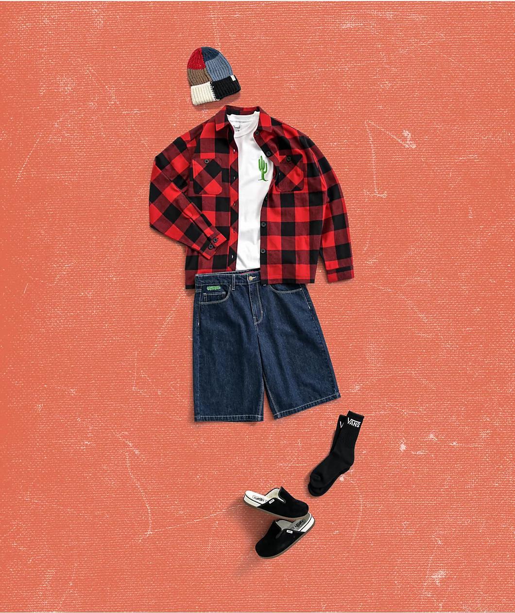 Empyre Akrin Red Plaid Flannel Shirt Product Image