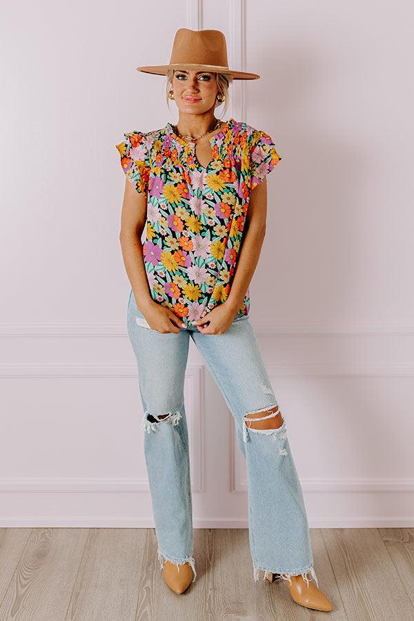 Floral Galore Shift Top In Black Product Image