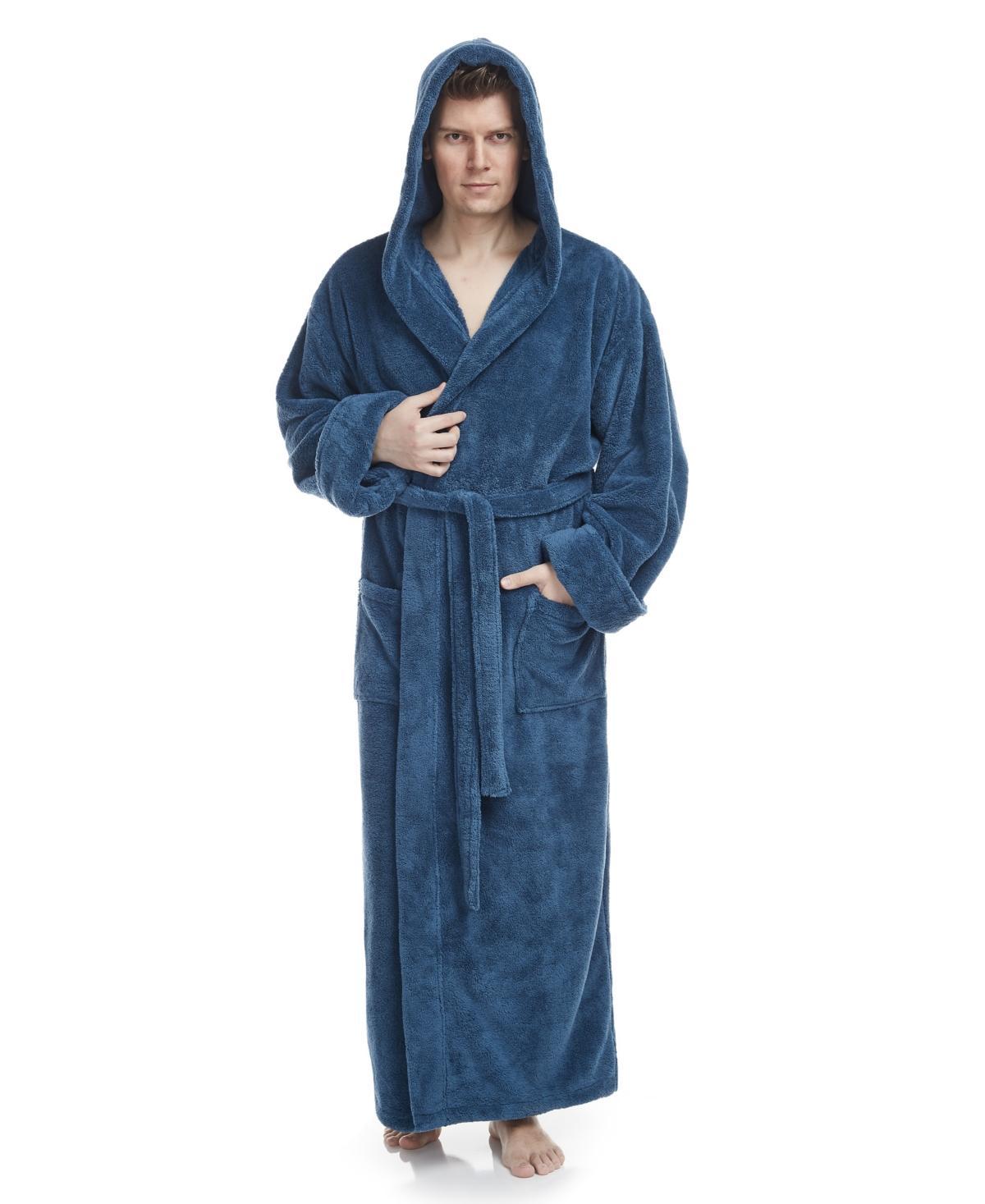 Arus Mens Soft Fleece Robe, Ankle Length Hooded Turkish Bathrobe Product Image