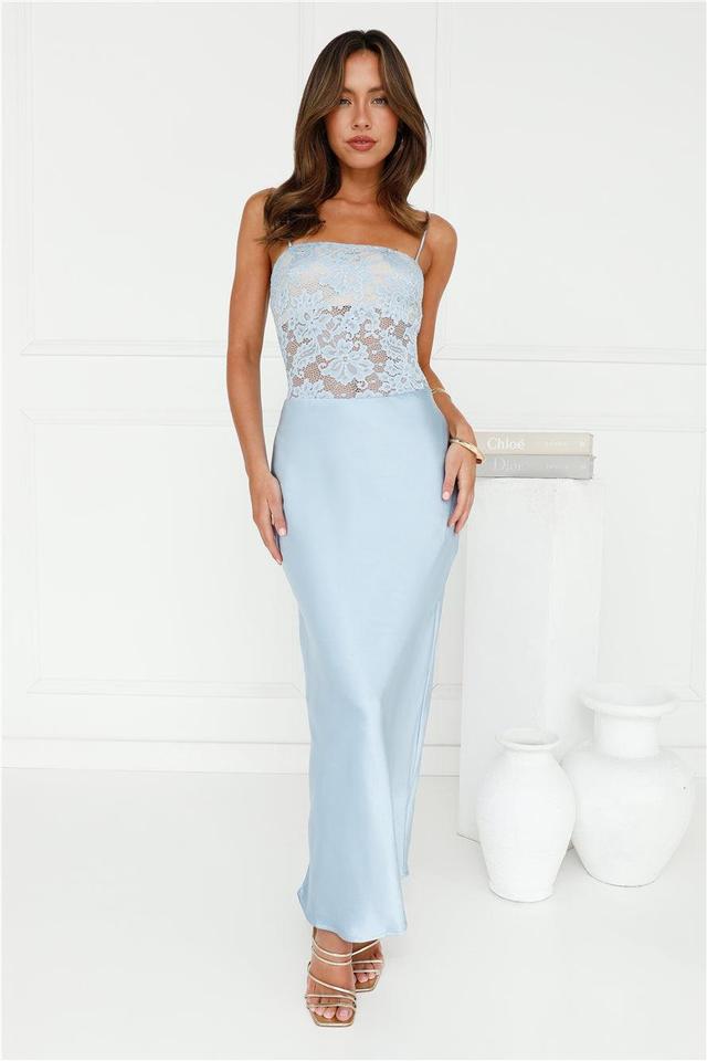 Switch On Satin Maxi Dress Blue Product Image