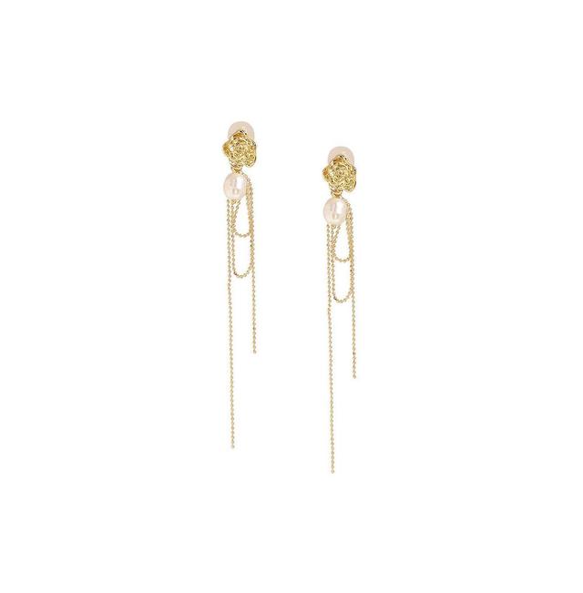 Sohi Womens White Sleek Drop Earrings Product Image