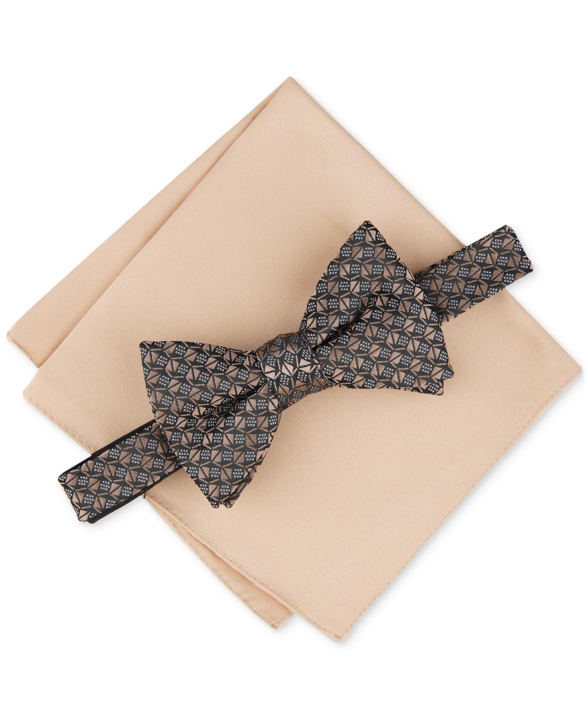 Alfain Mens Beaver Geo-Print Bow Tie & Pocket Square Set, Created for Macys Product Image