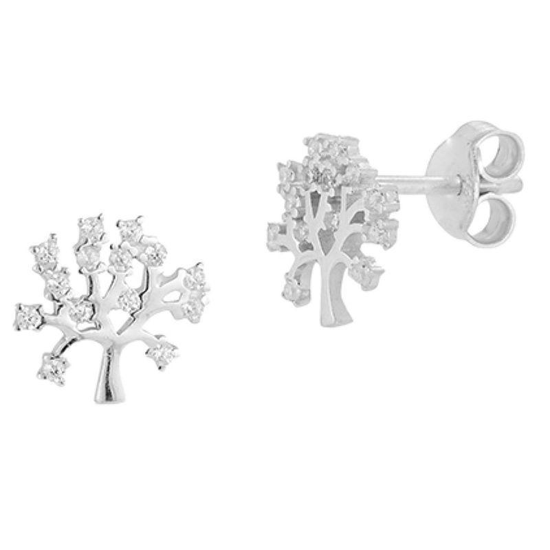 Sunkissed Sterling Cubic Zirconia Tree of Life Stud Earrings, Womens, Silver Tone Product Image