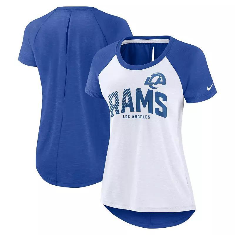 Womens Nike /Heather Powder Blue Los Angeles Chargers Back Cutout Raglan T-Shirt Product Image