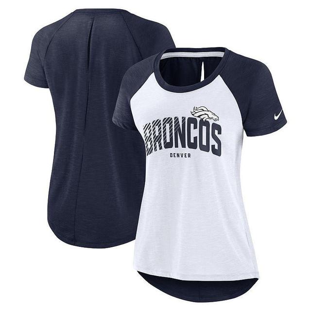 Womens Nike /Heather Navy Denver Broncos Back Cutout Raglan T-Shirt Product Image