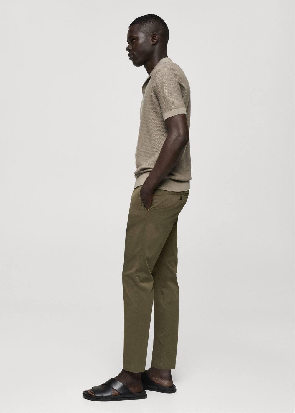 MANGO MAN - Cotton tapered crop pants medium greenMen Product Image