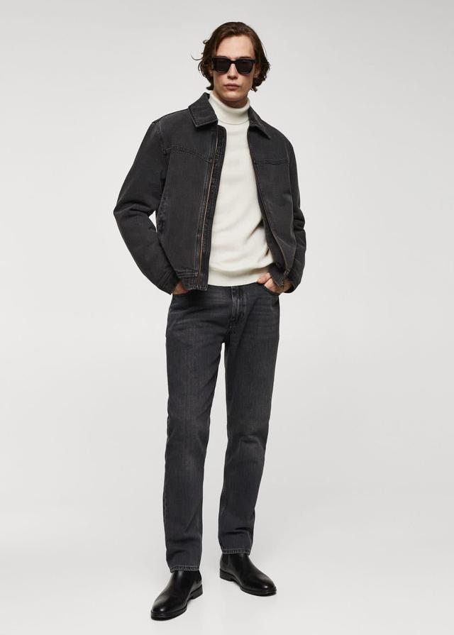 MANGO MAN - Faux shearling-lined denim jacket black denimMen Product Image