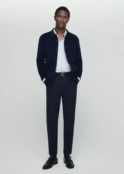 MANGO MAN - Pleat detail wool pants navyMen Product Image