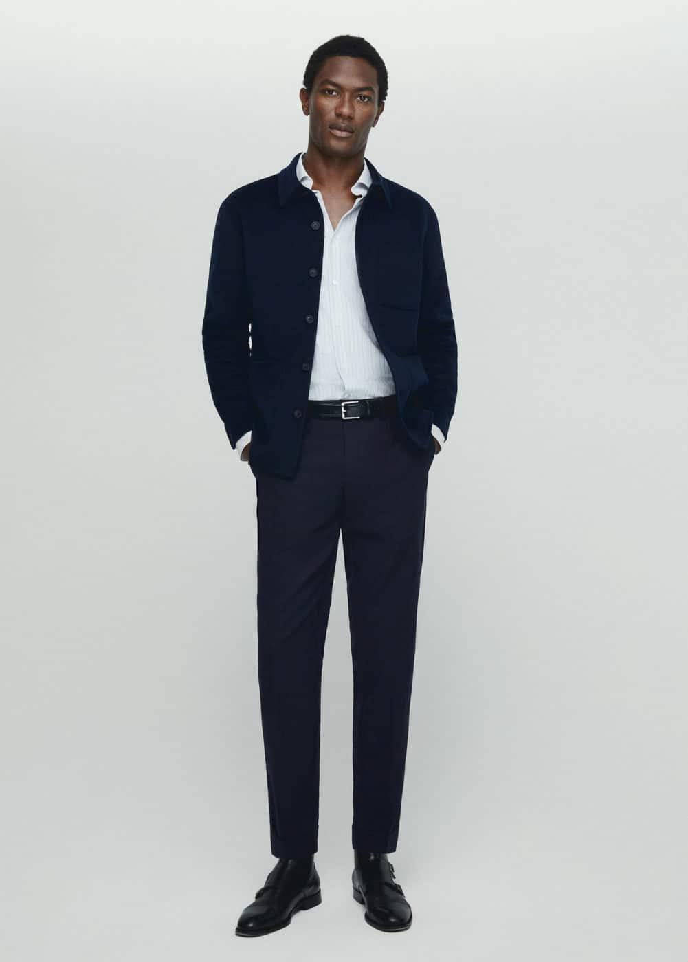 MANGO MAN - Pleat detail wool pants navyMen Product Image