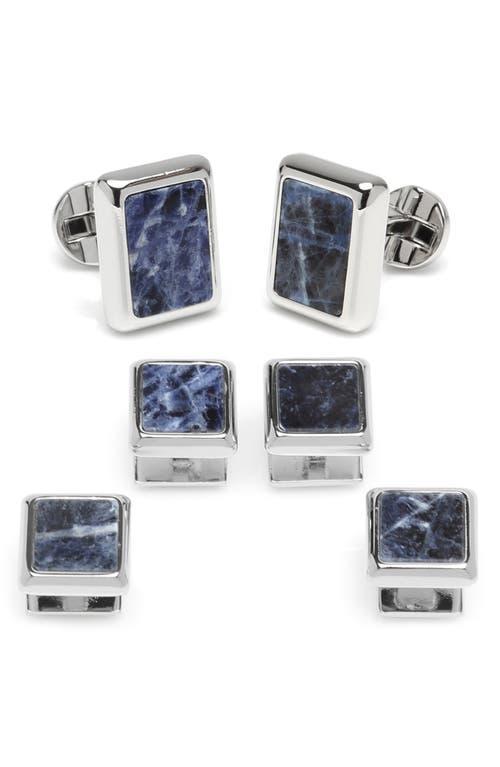 Mens Silver and Sodalite JFK Presidential Cufflink Stud Set Product Image