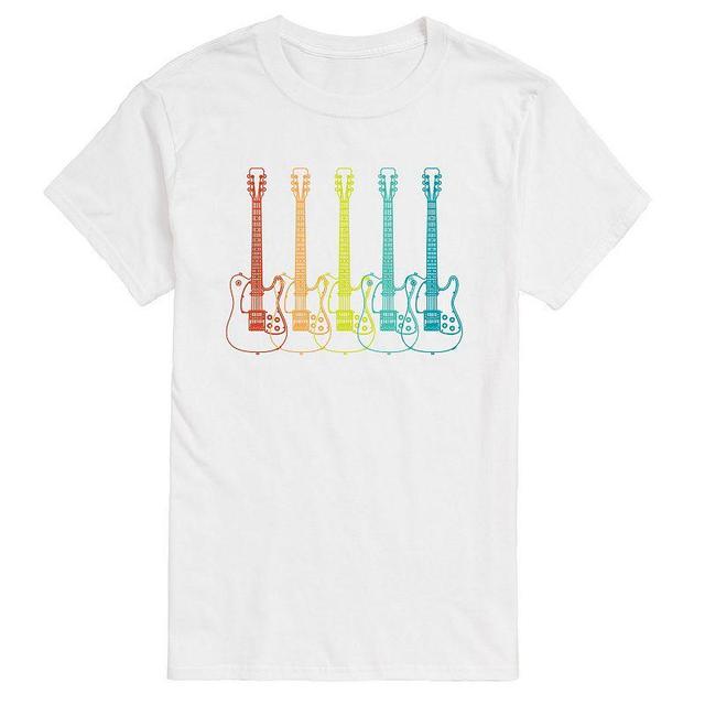 Mens Rainbow Guitars Lineup Graphic Tee Grey Product Image