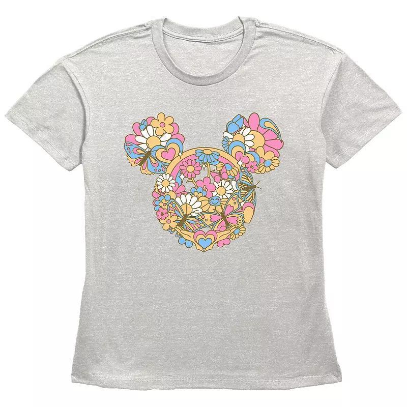 Disneys Mickey Mouse Womens Flowers And Butterflies Graphic Tee Product Image