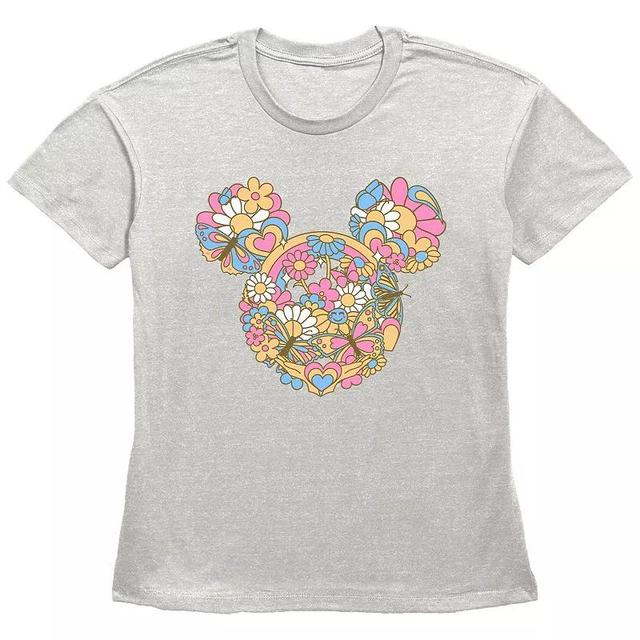 Disneys Mickey Mouse Womens Flowers And Butterflies Graphic Tee Product Image