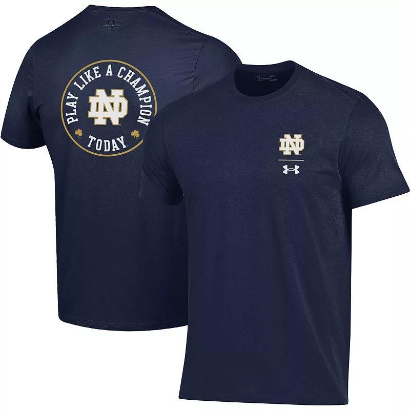 Mens Under Armour Notre Dame Fighting Irish 2-Hit Performance T-Shirt Blue Product Image