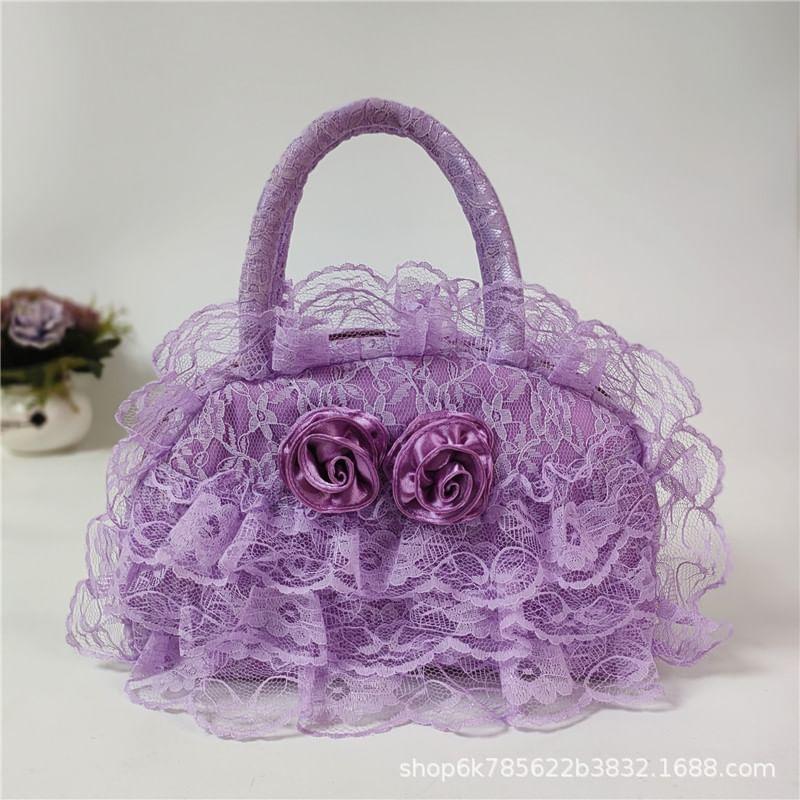 Flower Accent Lace Bowler Bag Product Image