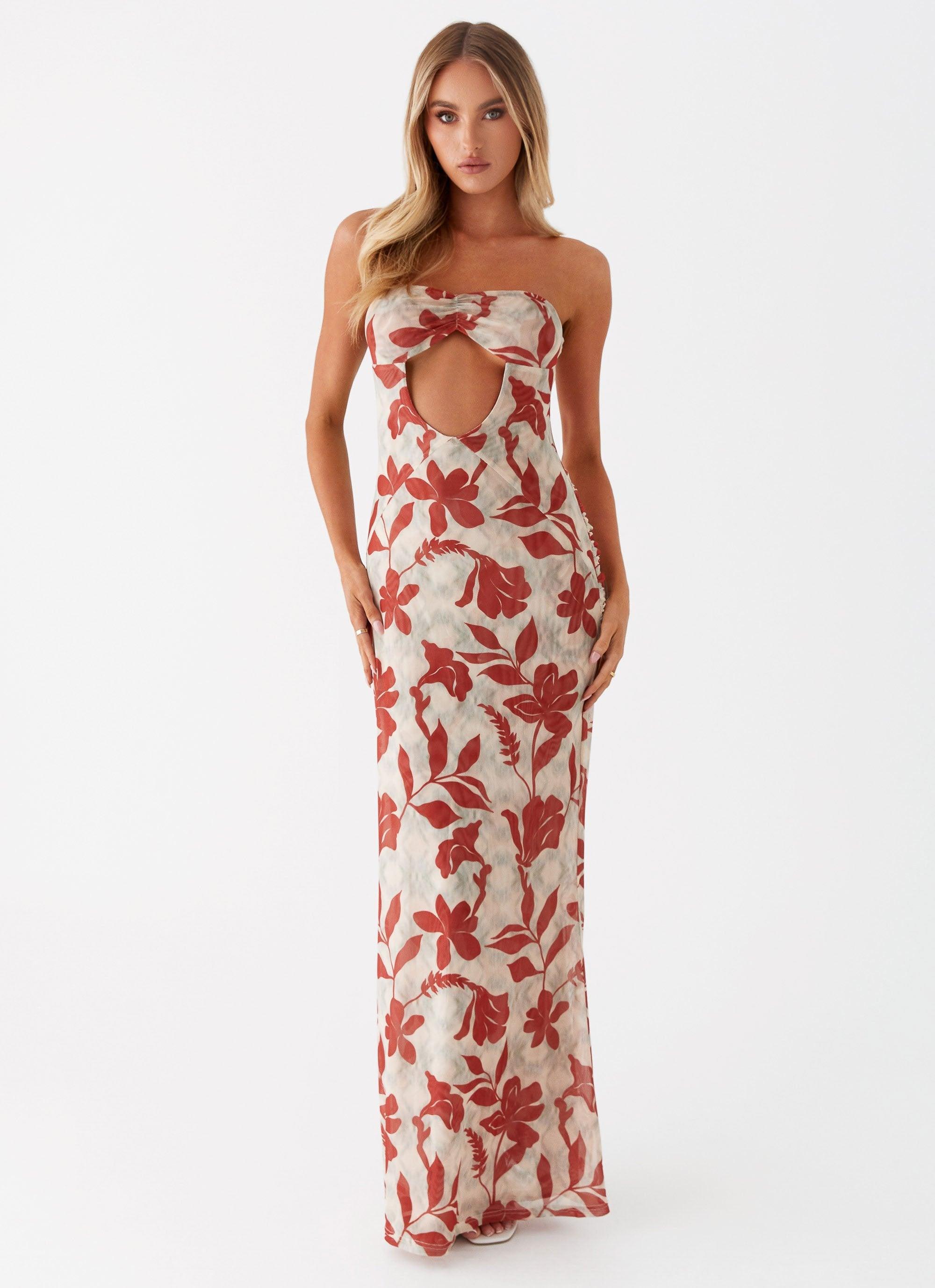 Dearest Maxi Dress - Red Green Floral Product Image