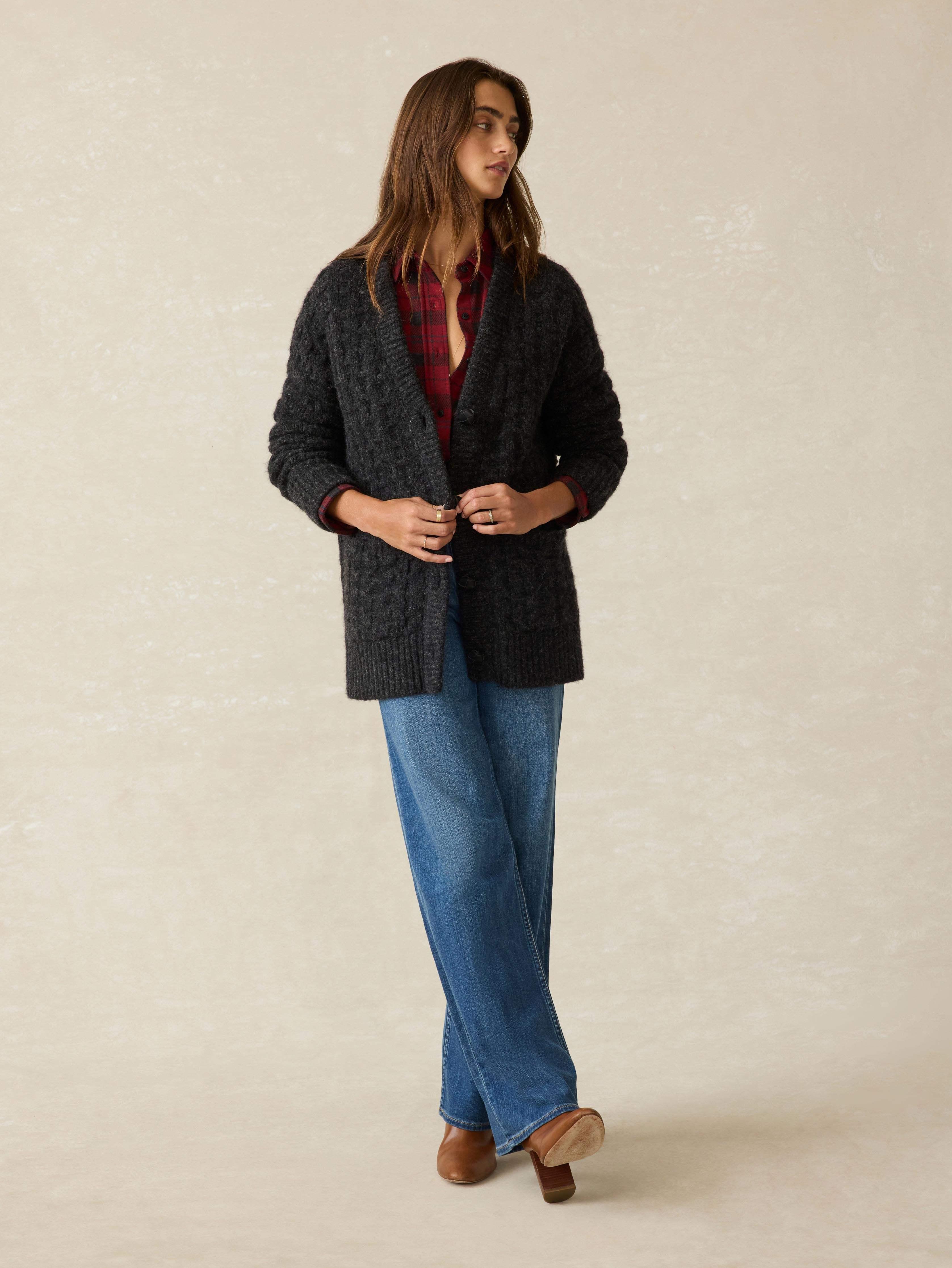 Frost Relaxed Cardigan - Charcoal Female Product Image