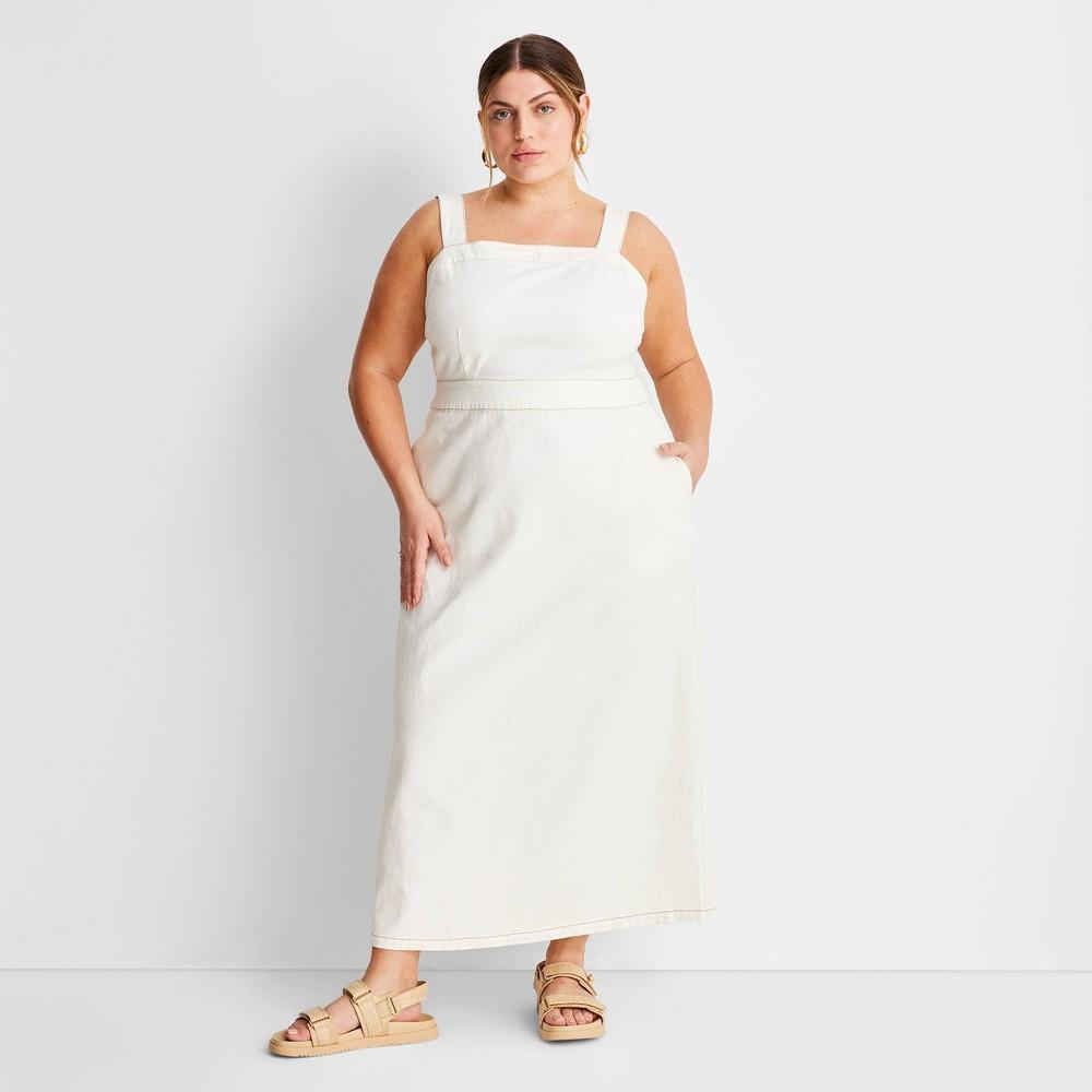 Womens Sleeveless Tie-Back Ecru Midi Dress - Future Collective with Jenny K. Lopez Cream Product Image