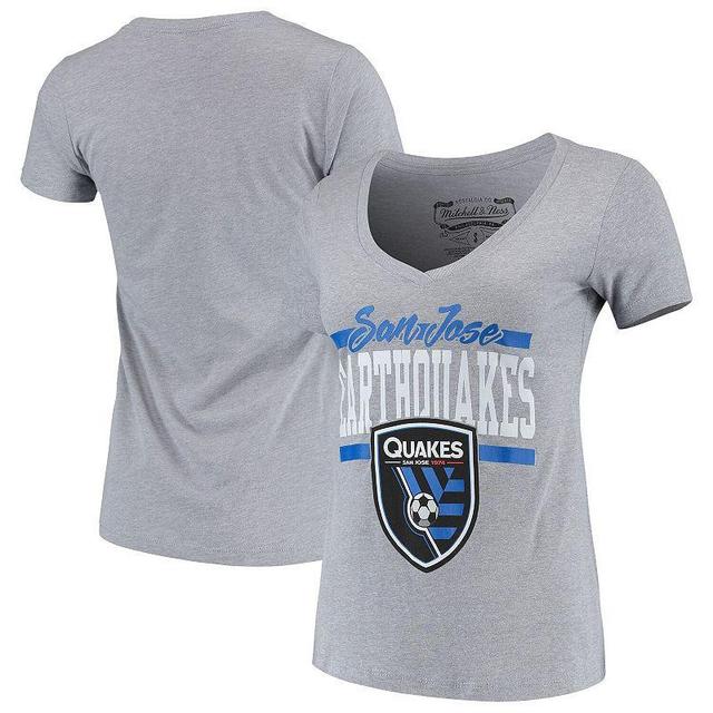 Womens Mitchell & Ness Gray San Jose Earthquakes MVP Bar Graphic T-Shirt Product Image