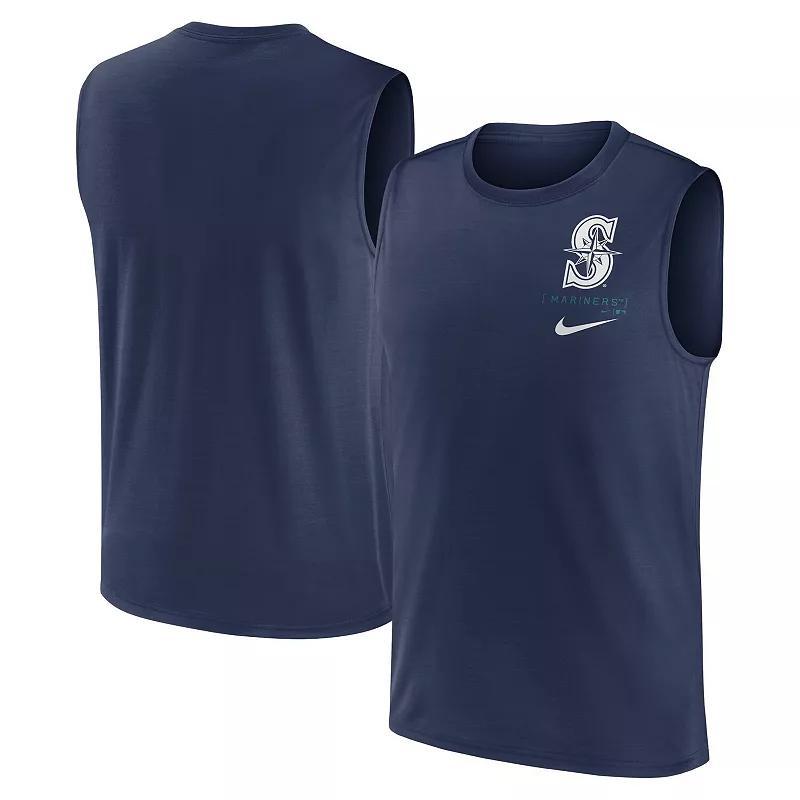 Seattle Mariners Large Logo Nike Men's Dri-FIT MLB Muscle Tank Top Product Image