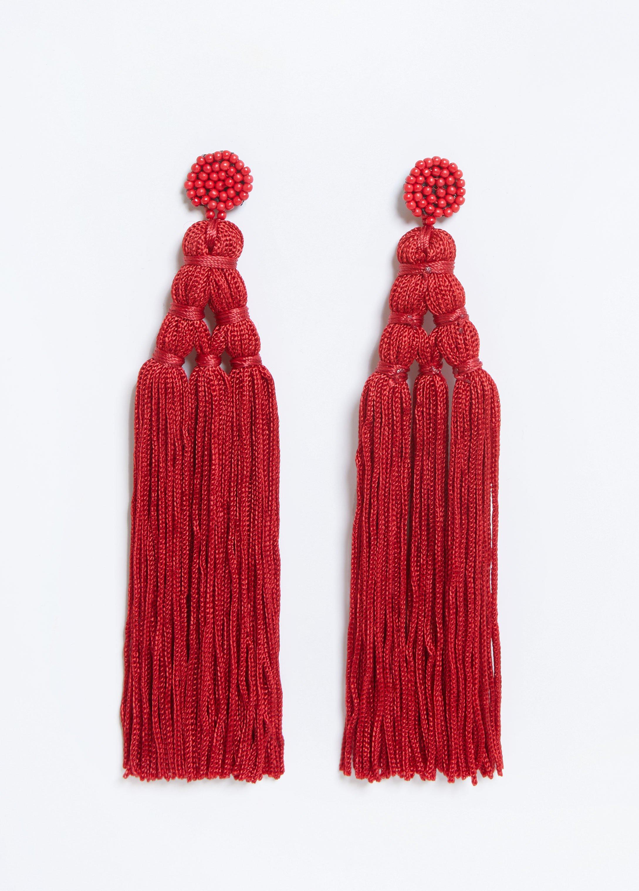 Plus Size Tassel And Bead Earrings, - Ashley Stewart Product Image