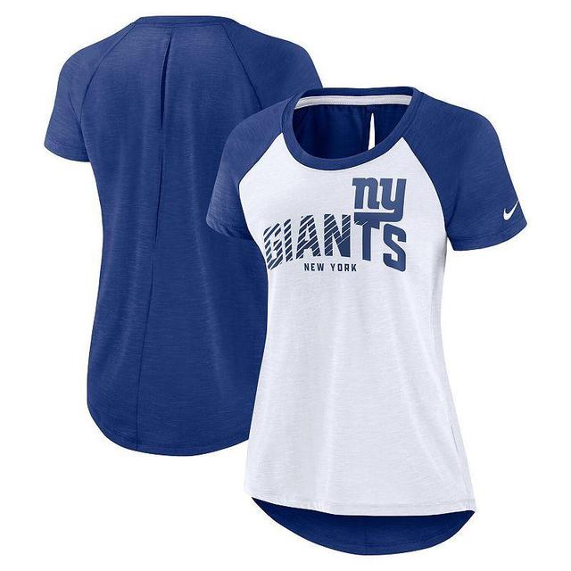 Womens Nike /Heather Royal New York Giants Back Cutout Raglan T-Shirt Product Image