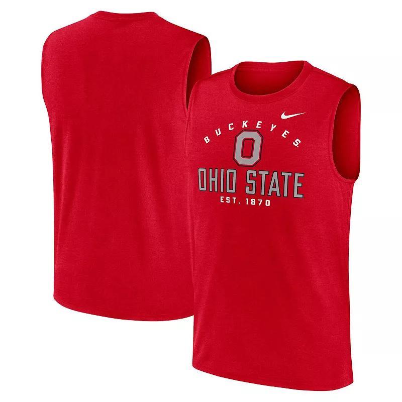 Mens Nike Scarlet Ohio State Buckeyes Primetime Legend Lock Up Performance Muscle Tank Top Product Image